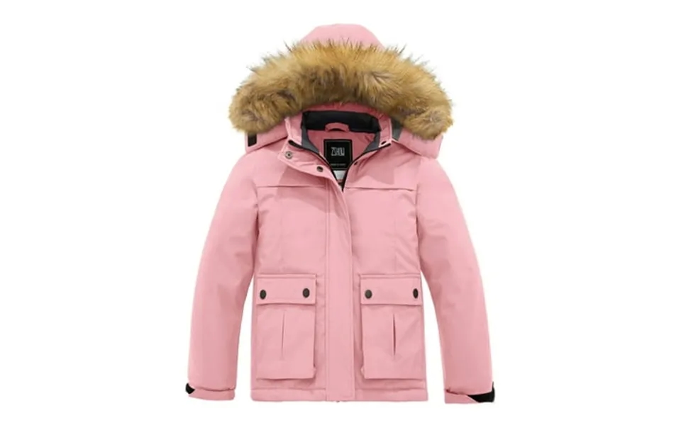 Zshow Girl S Rain Coat Windproof Waterproof Winter Jacket With Removable Hood Coral Pink 8