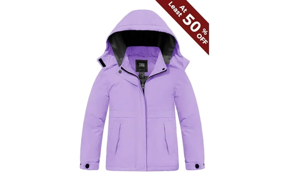 Zshow Girl S Snow Coat Waterproof Mountain Ski Jacket Hooded Rain Coat Purple 14 16