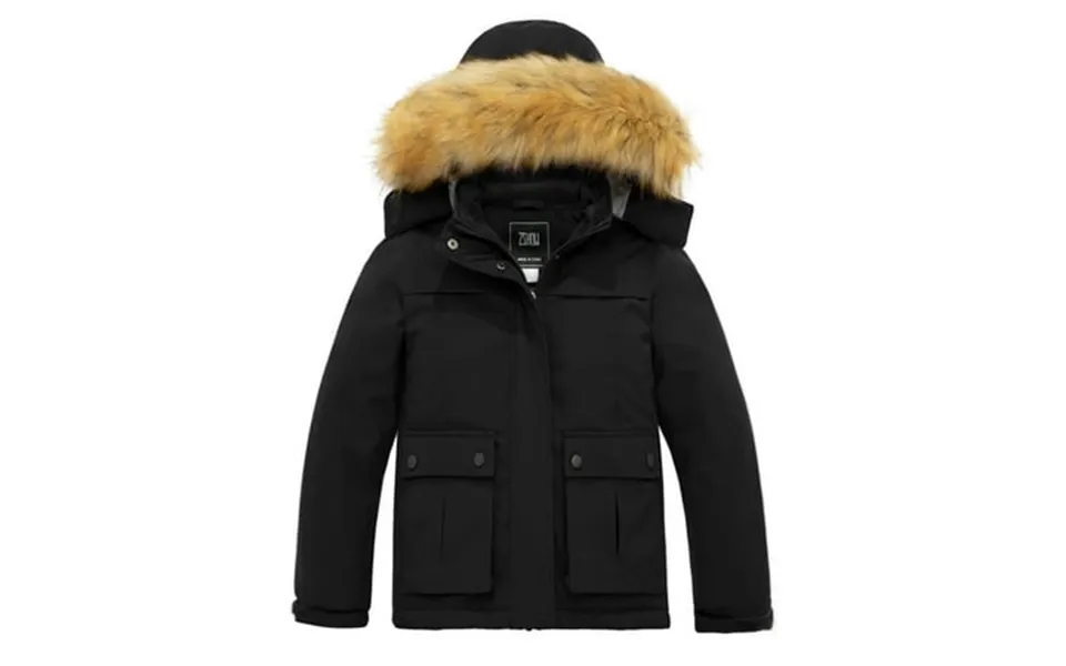 Zshow Girl S Winter Coat Mountain Jacket Quilted Winter Coat Hooded Raincoat Black 6 7