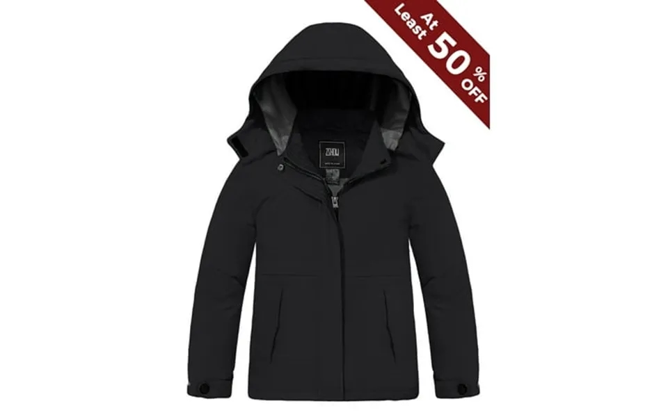 Zshow Girl S Winter Coat Waterproof Ski Jacket With Warm Fleece Rain Coat Black 6 7