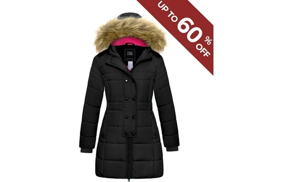 Zshow Girls Winter Coat Windproof Winter Jacket Quilted Puffer Coat Black 8