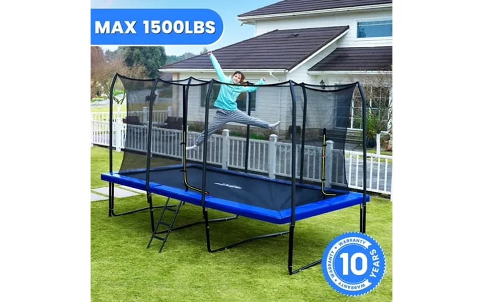 Zupapa 1500lbs Capacity Rectangle Trampoline 9x15ft 8x14ft Outdoor Square Gymnastics Trampolines For Kids Adults Long Tu