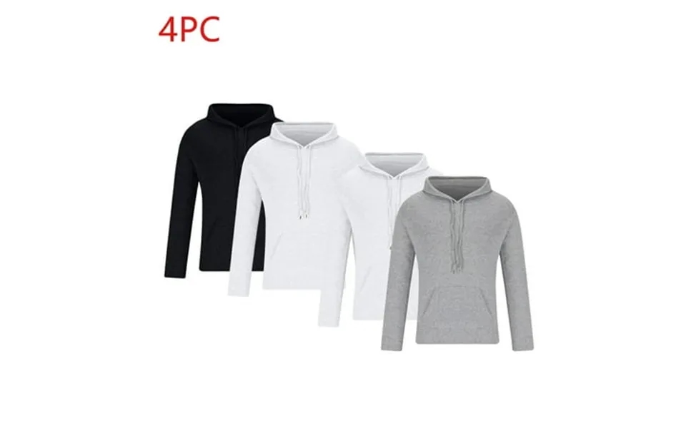 Zynviq Trendy Mens Hoodies 4pc Casual Lightweight Pocket Solid Color Pullover Hoodie Shirts For Men Big And Tall L