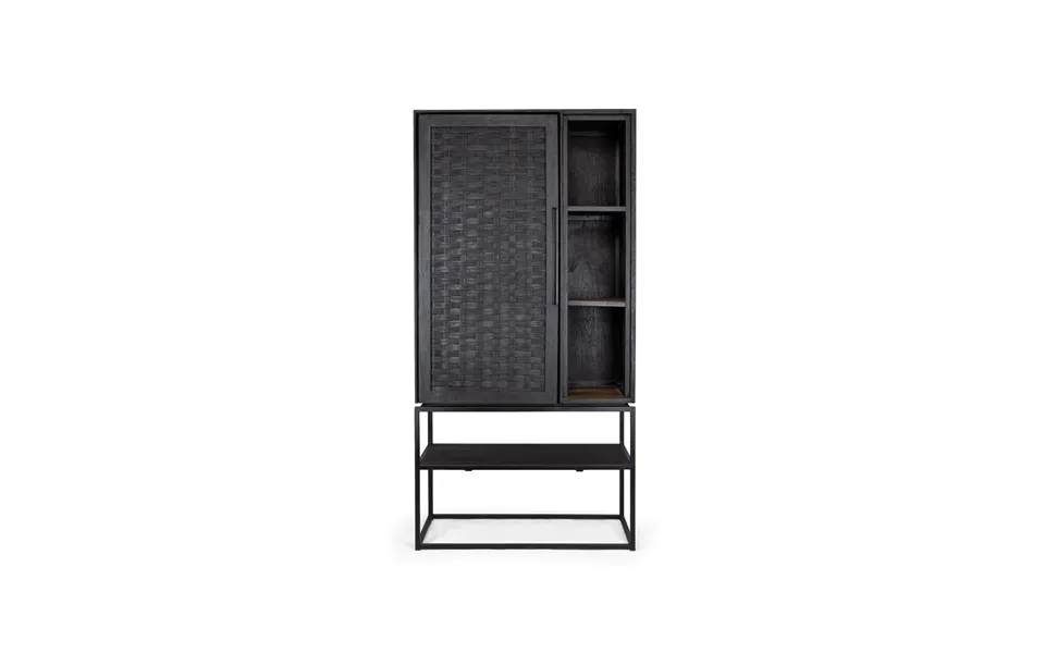 Charcoal Wooden Cabinet With Open Rack Dbodhi Karma