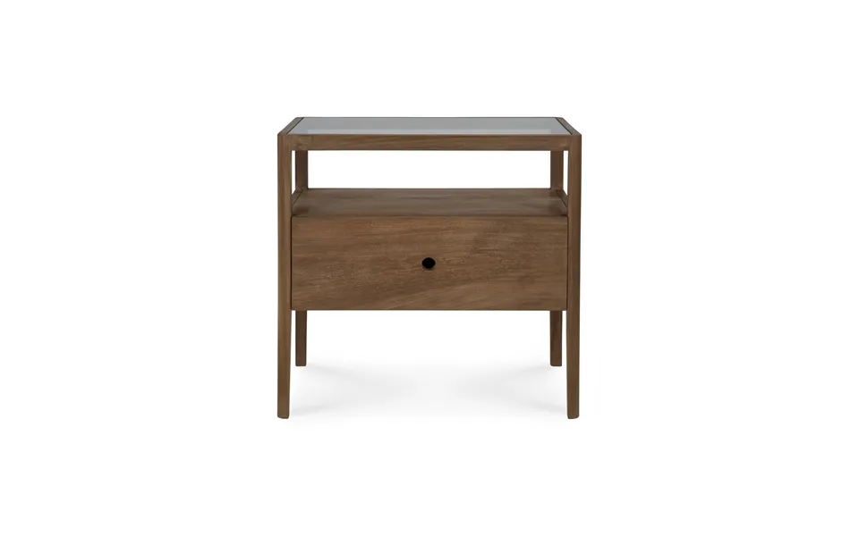 Glass Top Teak Nightstand Ethnicraft Spindle