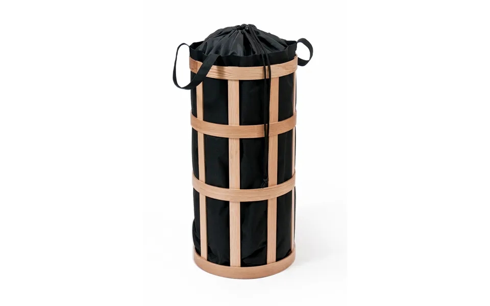 Oak Laundry Basket With Black Bag Insert Wireworks Cage