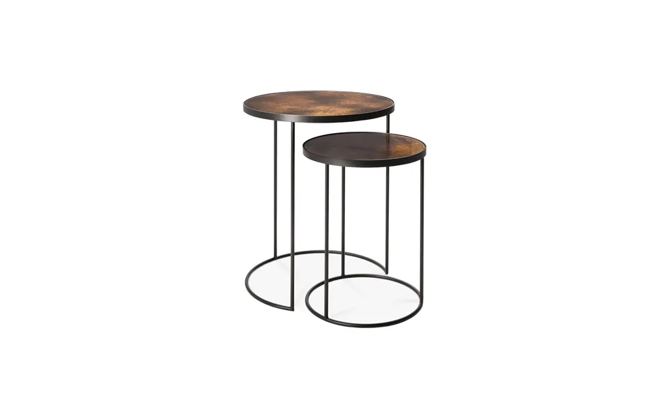 Round Nesting Side Table Set 2 Ethnicraft Mirrored