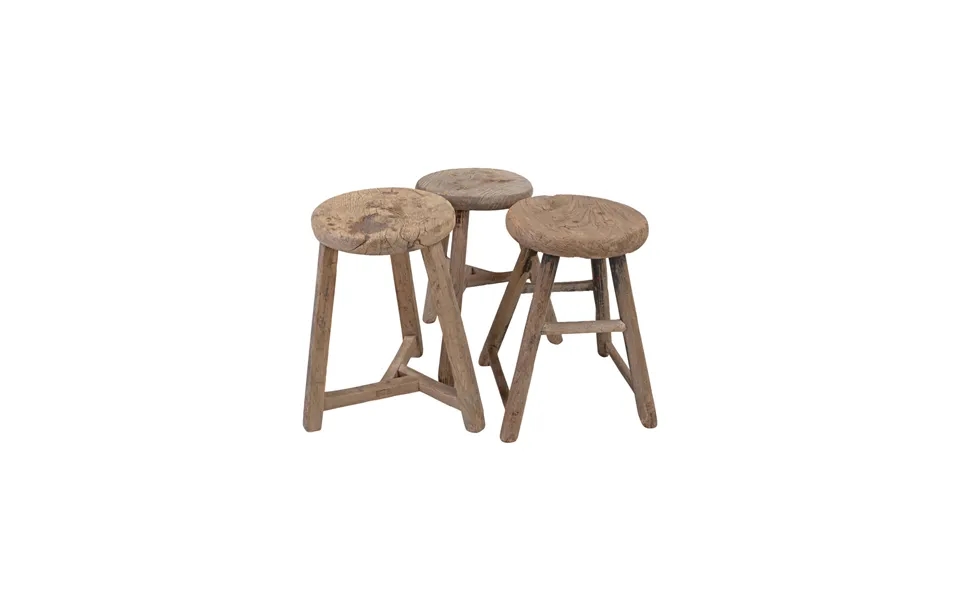 Round Wooden Rustic Stool Versmissen
