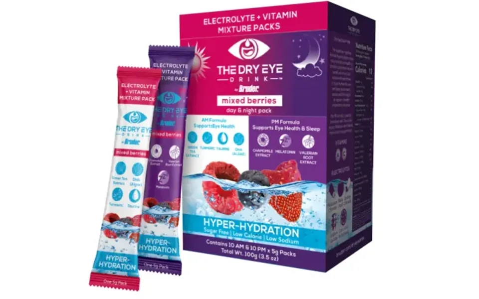 Dry Eye Drink Hydration Supplement - Am Pm Mixed Berry Box Of 10 Am 10pm