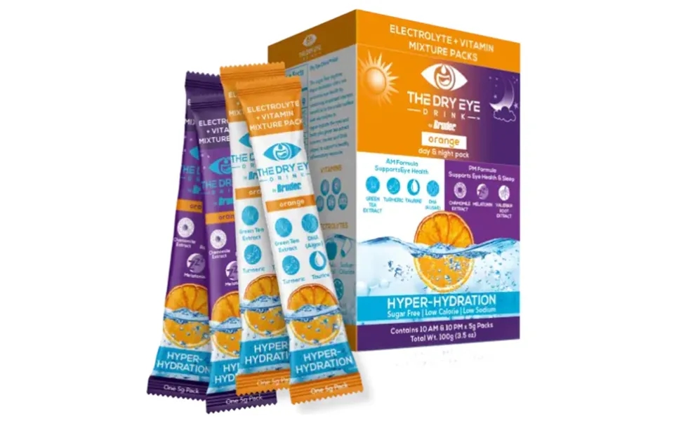 Dry Eye Drink Hydration Supplement - Am Pm Orange Box Of 10 Am 10pm