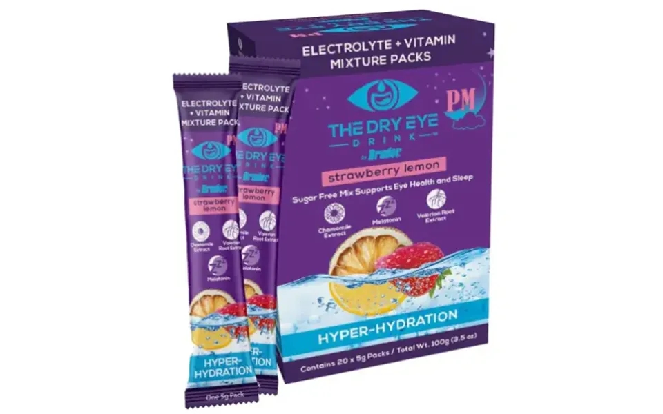 Dry Eye Drink Hydration Supplement - Pm Strawberry Lemon Box Of 20