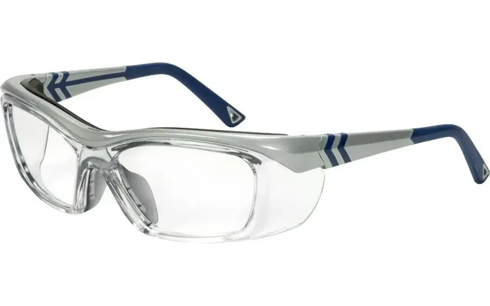 Hilco Og-225s Safety Glasses - Silver-navy Frame No Lenses For Rx Only