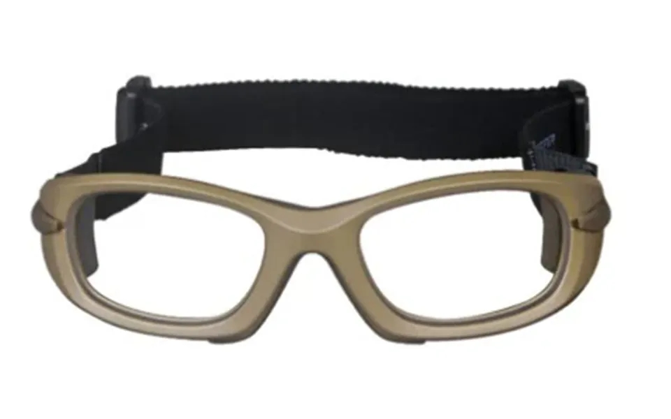 Progear Eyeguard Full Strap Safety Rated Sports Glasses - Matte Khaki With Strap Clear Med Fits Ages 7 To 15