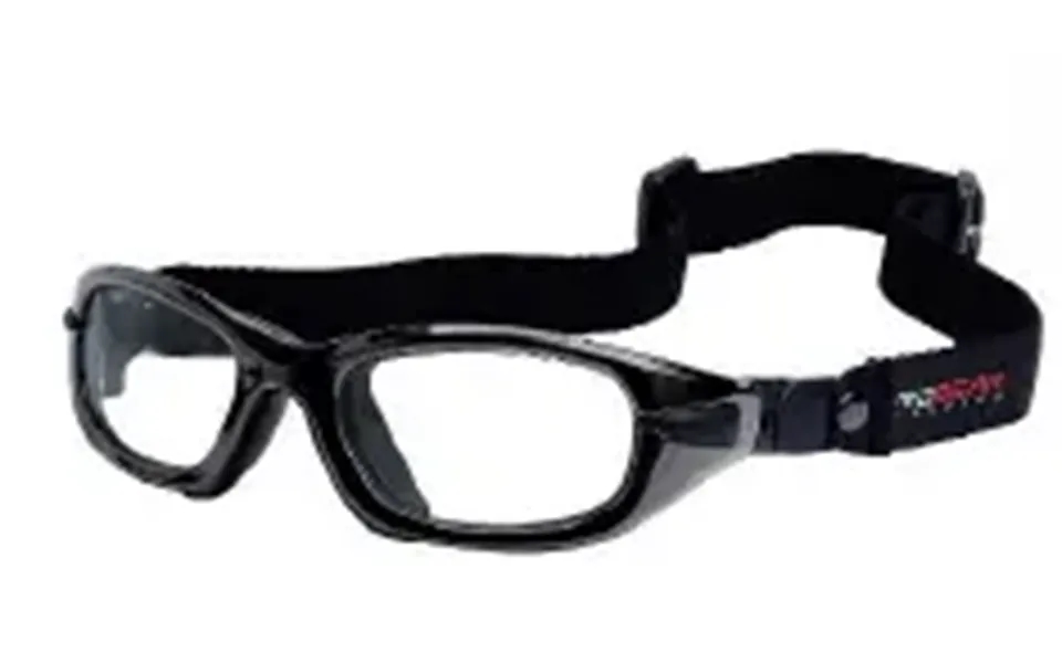 Progear Eyeguard Full Strap Safety Rated Sports Glasses - Shiny Metallic Black With Strap Clear Med Fits Ages 7 To 15