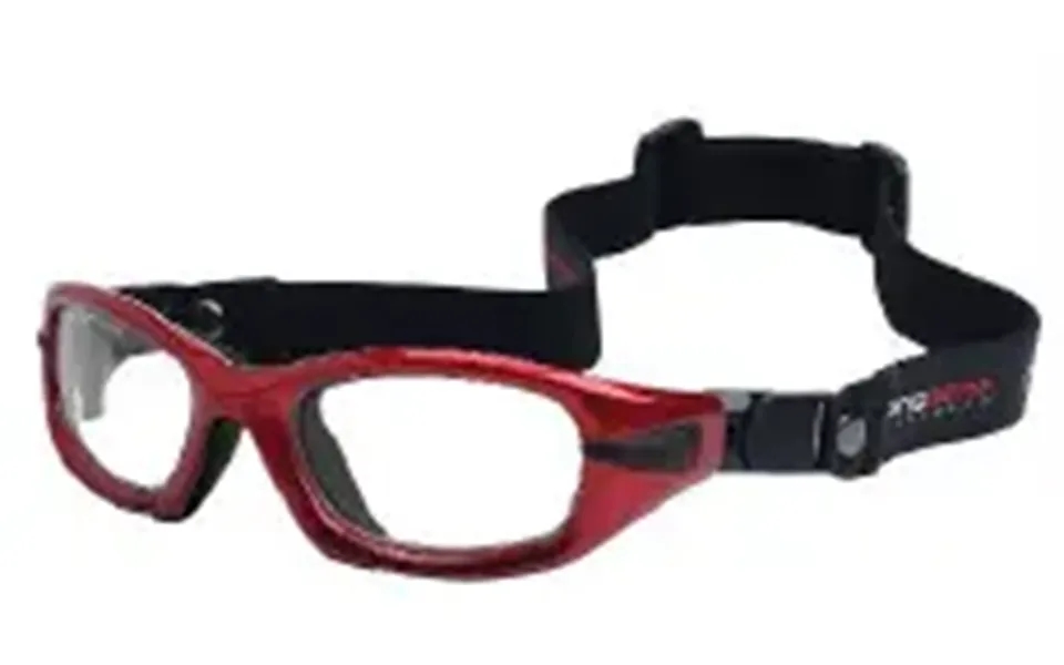 Progear Eyeguard Full Strap Safety Rated Sports Glasses - Shiny Metallic Red With Strap Clear Med Fits Ages 7 To 15
