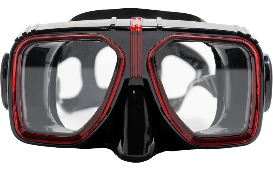 Seavision 2000 Dive Mask - Black Skirt Ice Red Accent