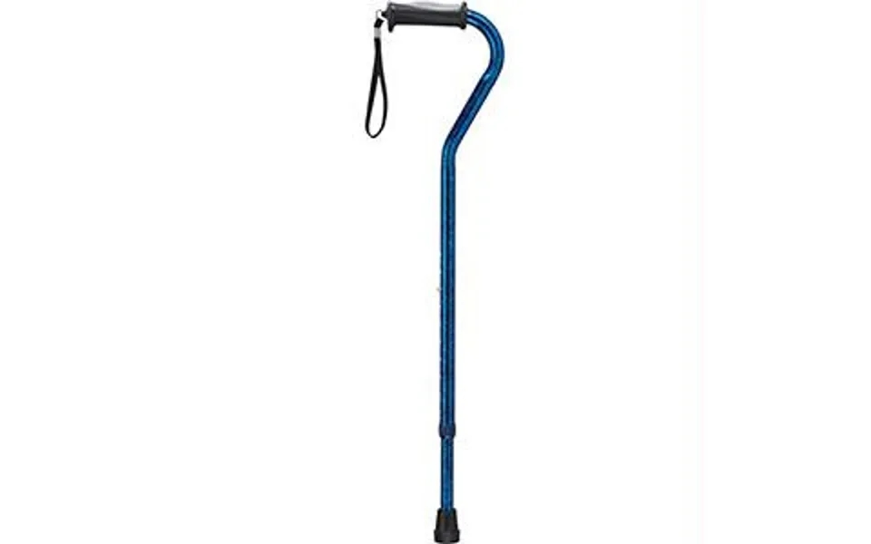 Blue Crackle Design Offset Handle Cane With Gel Grip