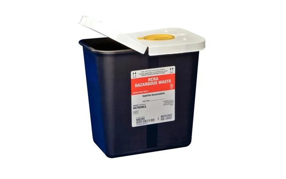 Kendall Sharpsafety Rcra Hazardous Waste Container - Hinged Lid With Snap Cap