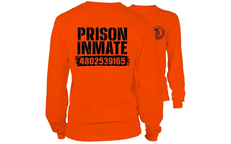 Prison Inmate- Long Sleeve Safety Orange Hi-vis T-shirt
