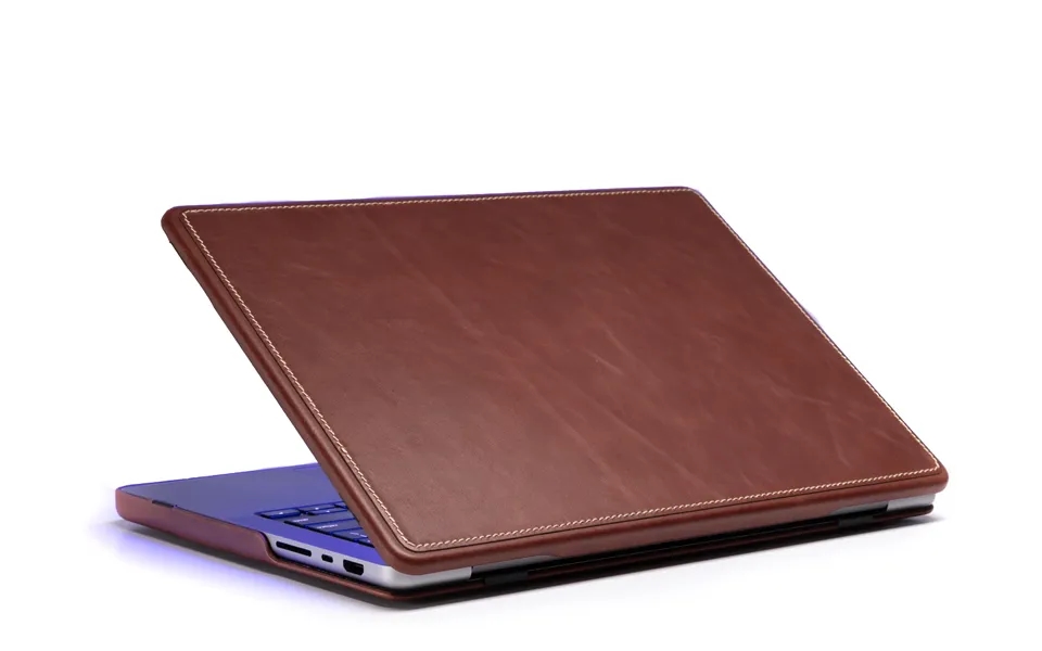 Luxury Leather Slim Case For Macbook Pro 14 Inch - Mahogany