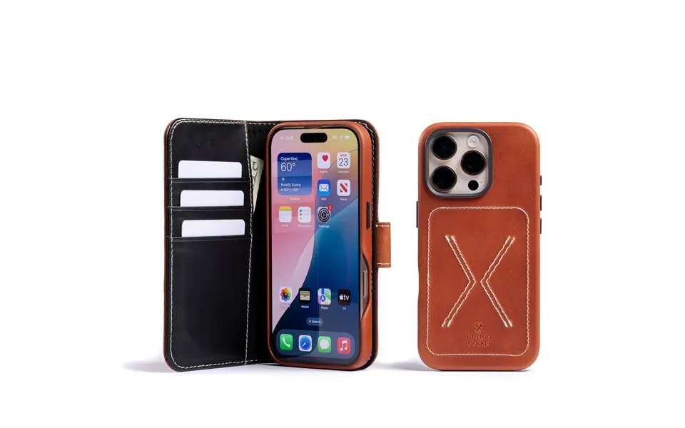Luxury Modern Pocket Book For Iphone 16 Pro - Deep Amber Mahogany