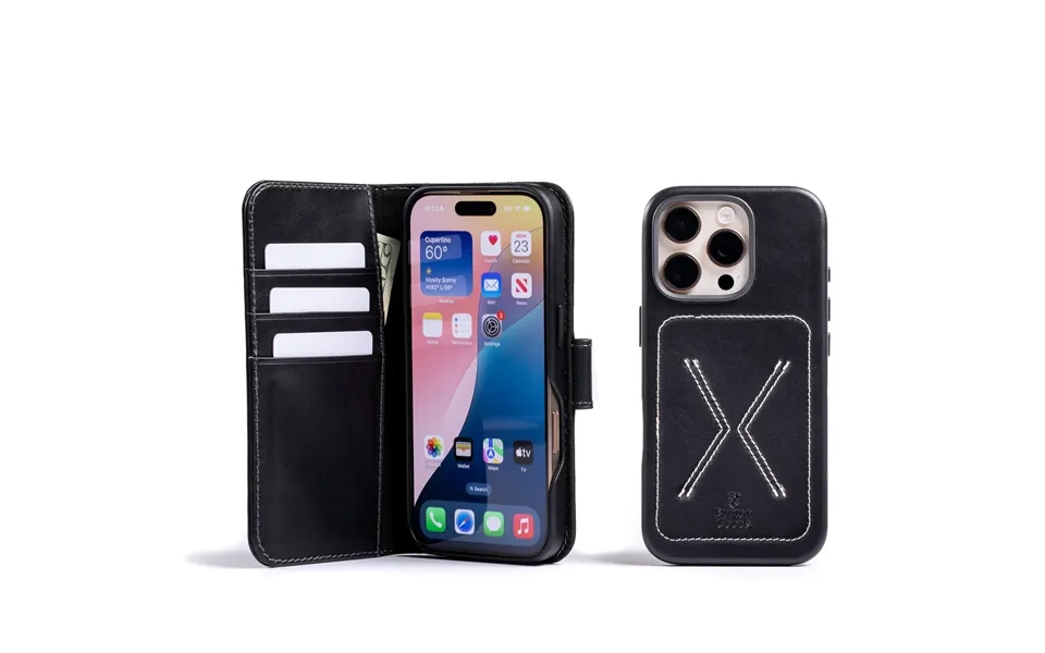 Luxury Modern Pocket Book For Iphone 16 Pro - Onyx Black Mahogany