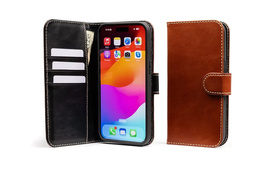 Modern Pocket Book Wallet Case For Iphone 14 Pro Max - Deep Amber