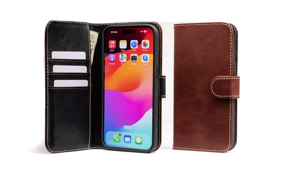 Modern Pocket Book Wallet Case For Iphone 15 Pro Max - Mahogany