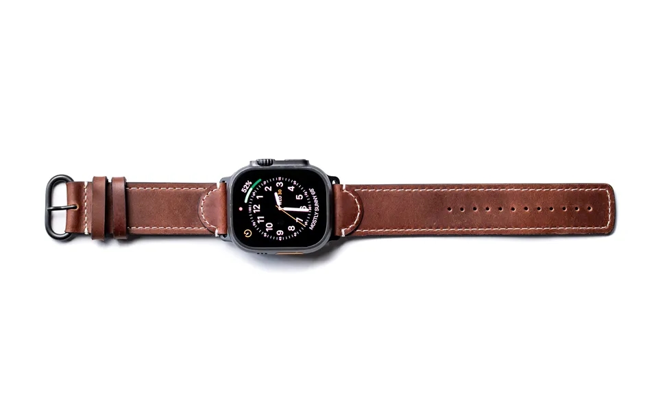 Ultra Leather Band For Apple Watch - Mahogany Black Stainless Steel