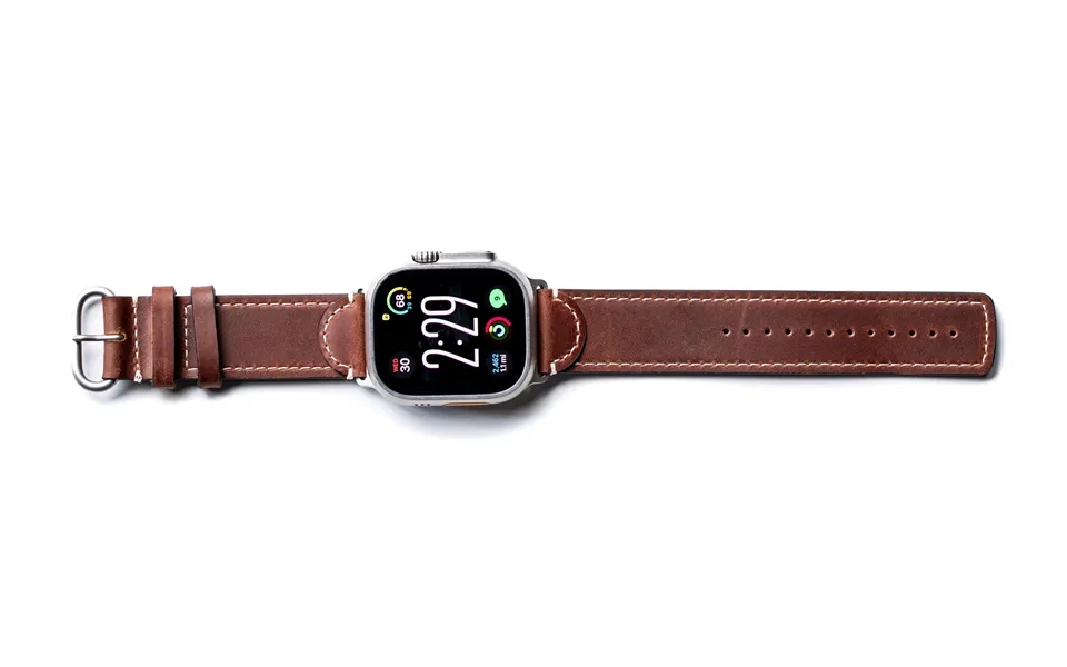 Ultra Leather Band For Apple Watch - Mahogany Titanium Finish