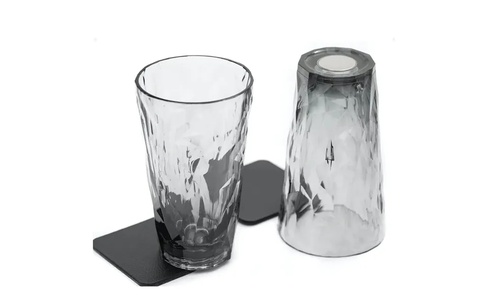 Silwy Magnetic Plastic Longdrink Glasses With Nano-gel Coasters - Set Of 2