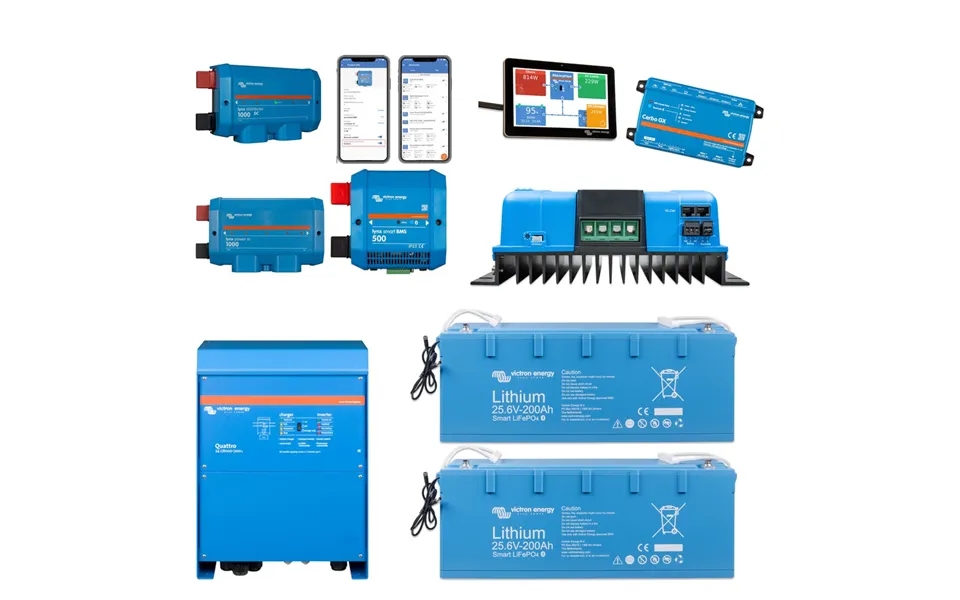 Victron Home Energy Storage Kit Quattro 24v 8kva Inverter Charger 2x 200ah 24v Lifepo4 Batteries And Solar Controller