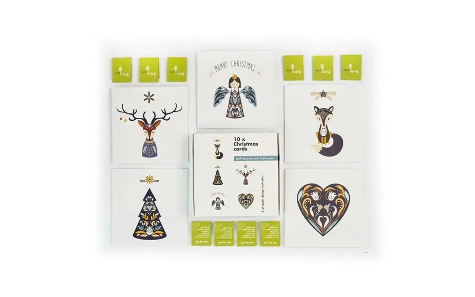 10 Recycled Christmas Cards - 10 Trees Planted Fsc Style Scandinavian Folk