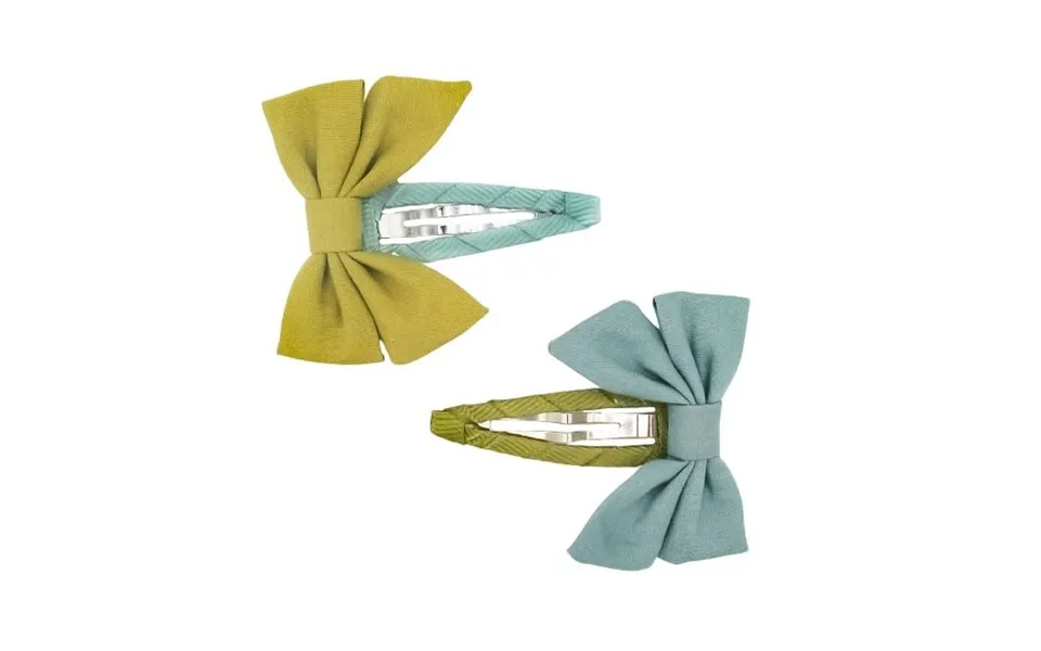 Bow Hair Clip Set - Blue Green