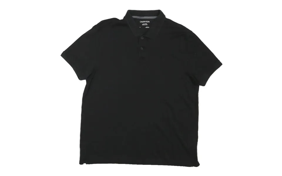 Calvin Klein Mens Black Short Sleeve Plain Polo Shirt M Cotton Blend Classic