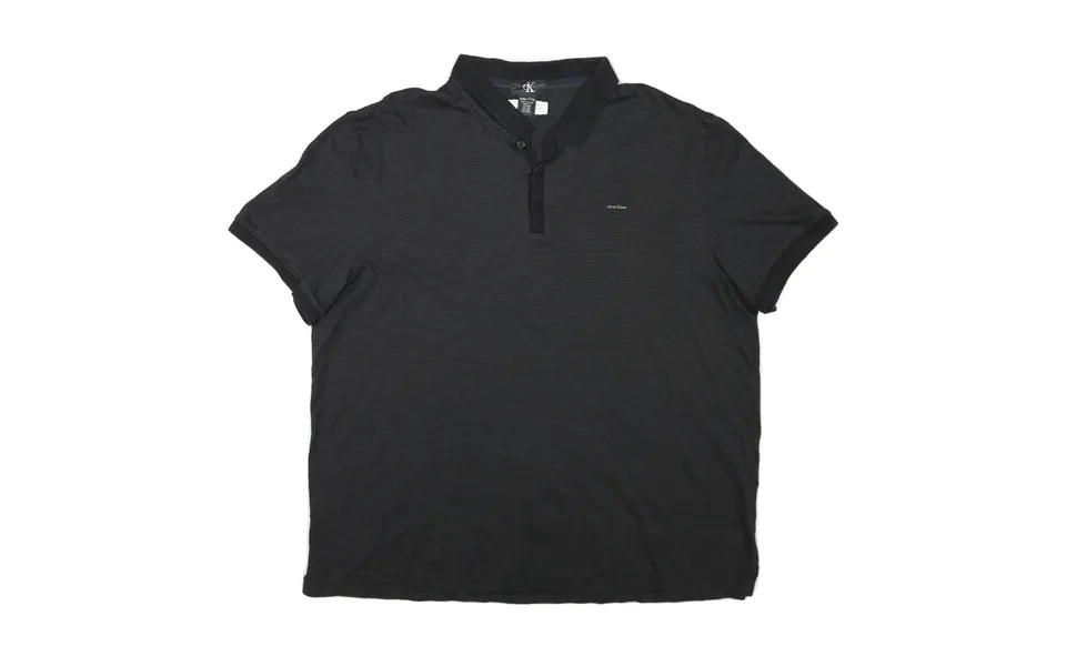 Calvin Klein Mens Black Striped Short Sleeve Polo Shirt 2xl Cotton Blend