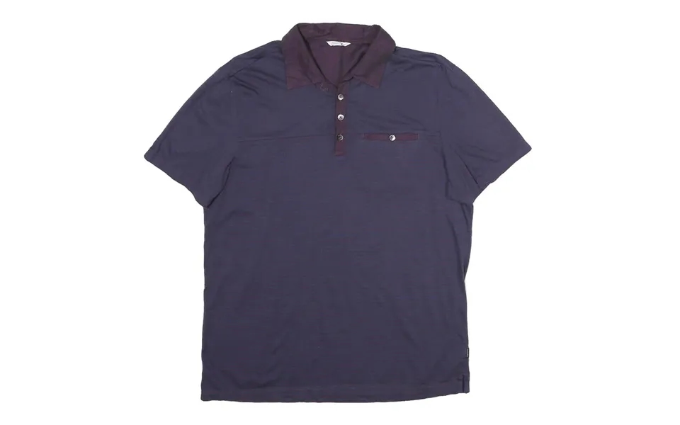 Calvin Klein Mens Blue Short Sleeve Plain M Cotton Button Pocket Polo Shirt