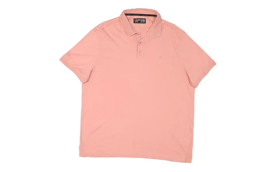 Calvin Klein Mens Pink Short Sleeve Plain Polo Shirt Xl Cotton Blend Casual