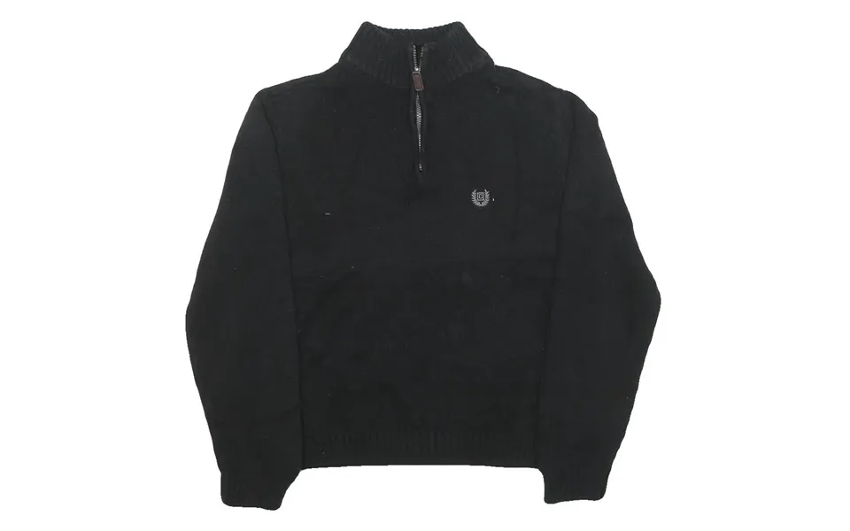 Chaps Mens Black Plain Pullover Jumper Crew Neck Basic Knit M Cotton Blend