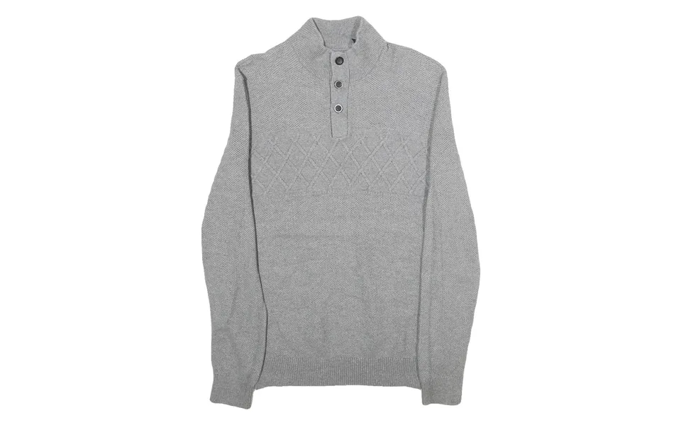 Chaps Mens Grey Pullover Patterned Crew Neck Cotton Jumper M Casual Knitwear