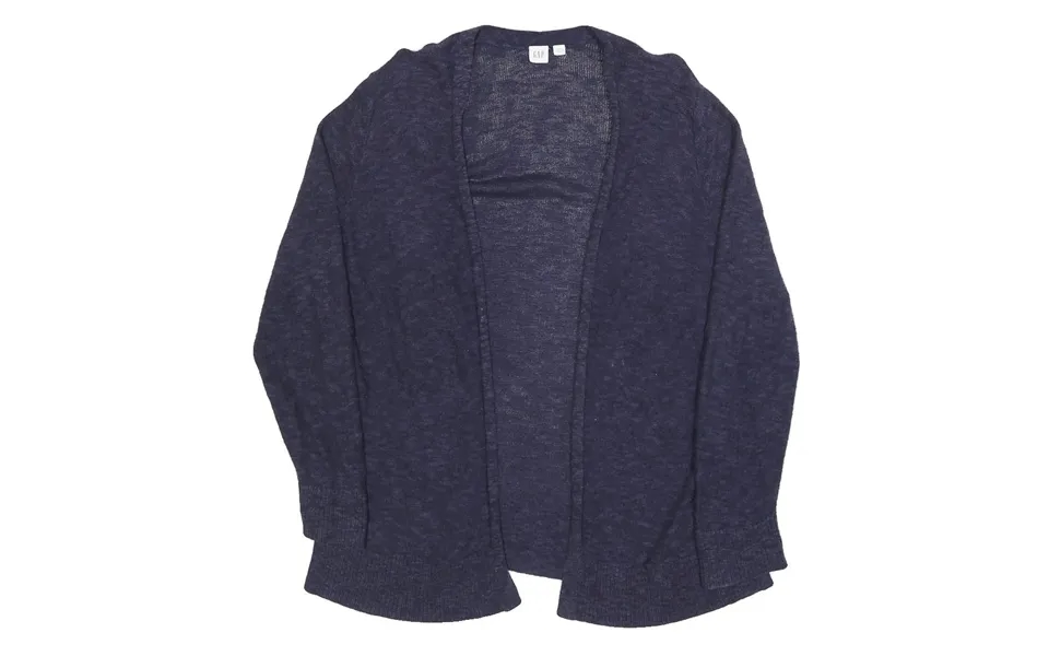 Gap Womens Navy Blue Plain Open Front Plain Crew Neck Knit Xl Cotton Blend