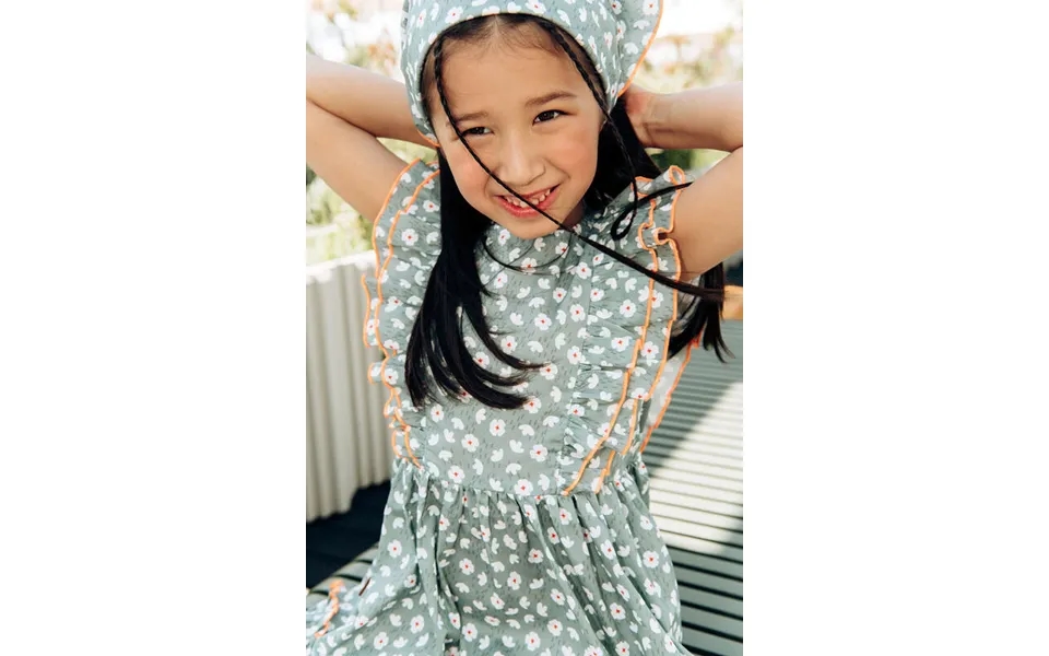 Girl Dress - Green Flowers Size 2-4 Years