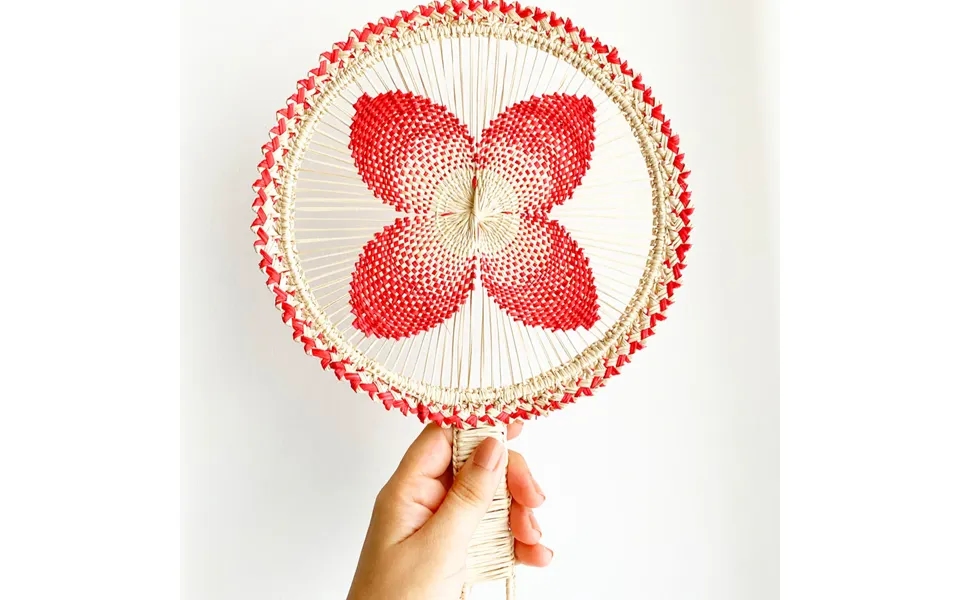Handmade Iraca Palm - Orchid Handfan