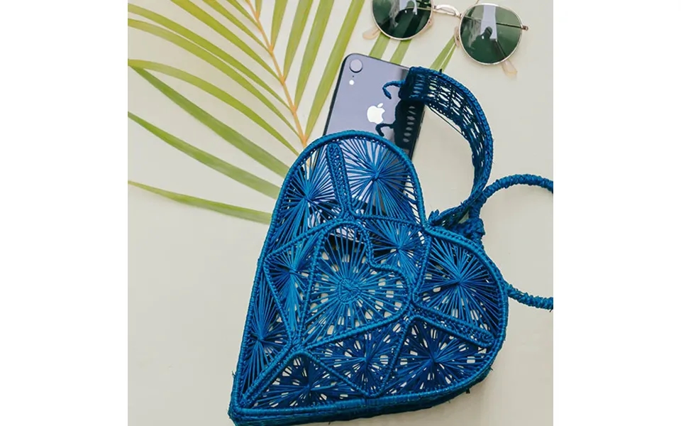 Heart Basket Bag Turquoise - Straw Bag