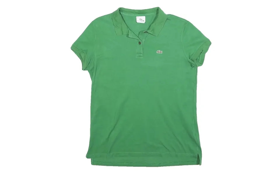 Lacoste Womens Green Polo Shirt Short Sleeve Crocodile Logo L Cotton Blend