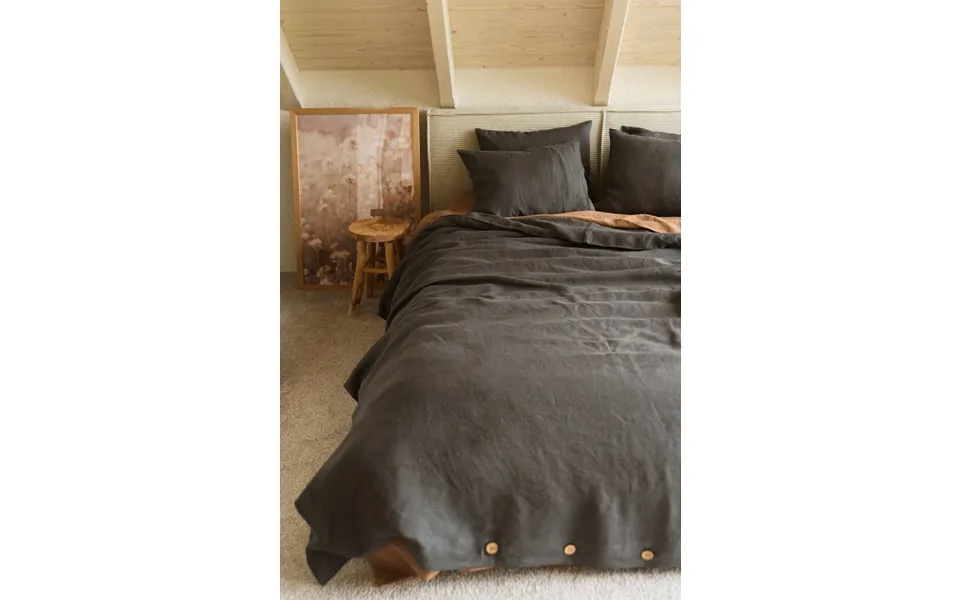 Linen Bedding Set In Charcoal Size Us Double Queen