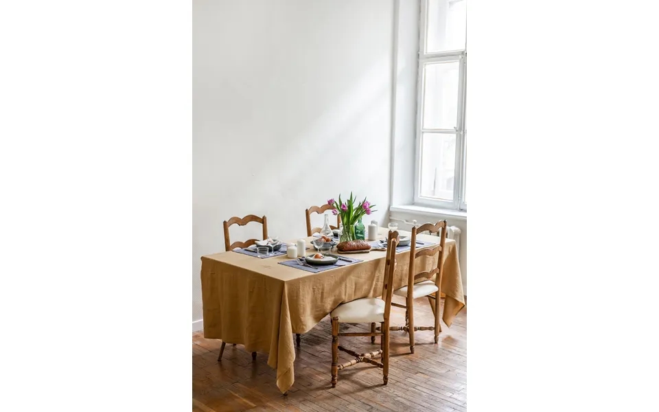 Linen Tablecloth In Mustard Size 59x79 150x200 Cm