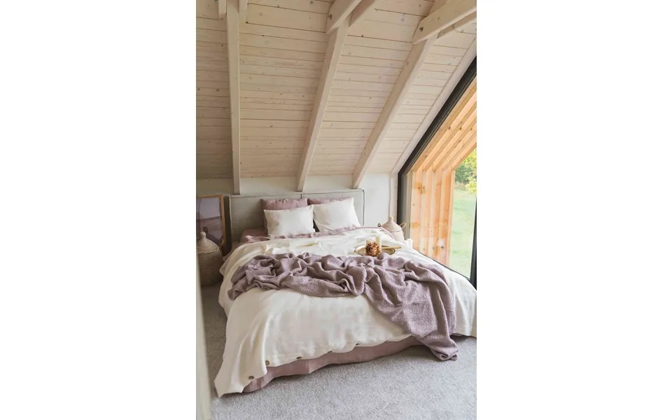 Linen Waffle Bed Throw In Dusty Rose Size 53x81 135x205cm