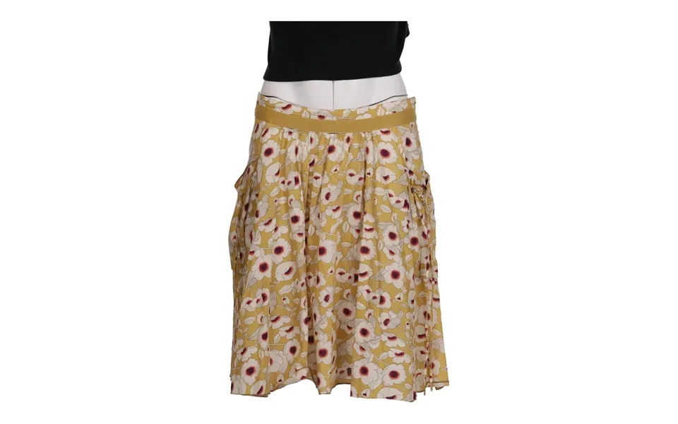 Marlboro Classics Floral Midi Skirt - 32w Uk 12 Yellow Cotton