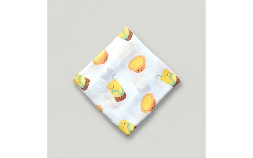 Organic Bamboo Blend Swaddle - Lemon Tea Egg Tart Design Lemon Tea Egg Tart